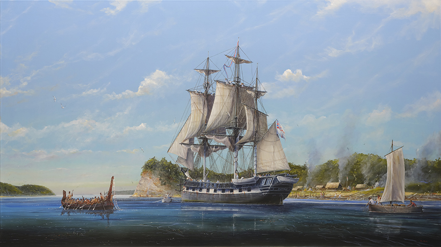 HMSS Buffalo off Spar Station Cove, print 